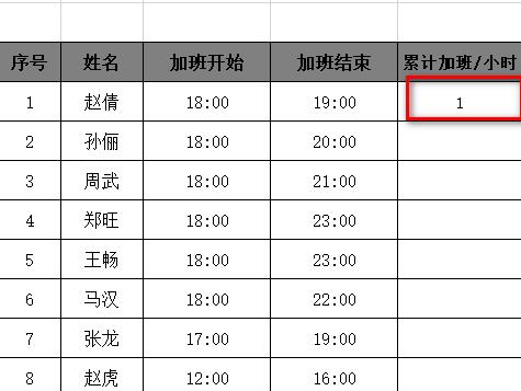 Excel表格快速计算公司员工的累积加班工时的详细步骤