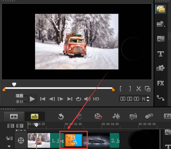 会声会影X9中为素材添加彩屑转场效果的使用方法