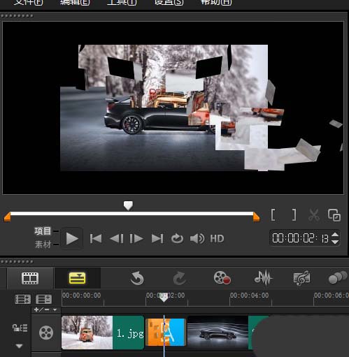 会声会影X9中为素材添加彩屑转场效果的使用方法