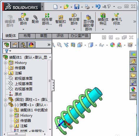 Solidworks弹簧圆柱进行配合的相关步骤