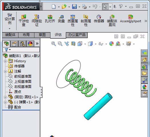 Solidworks弹簧圆柱进行配合的相关步骤