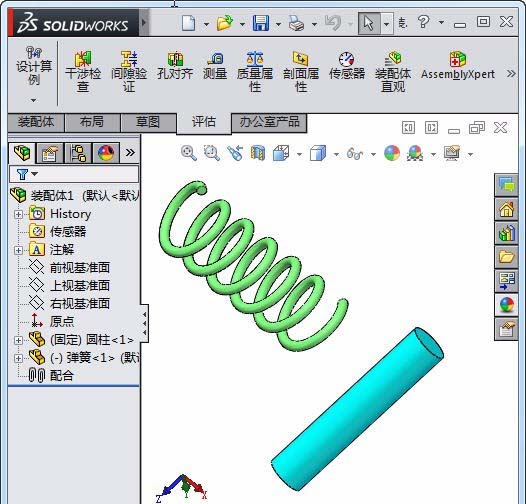 Solidworks弹簧圆柱进行配合的相关步骤