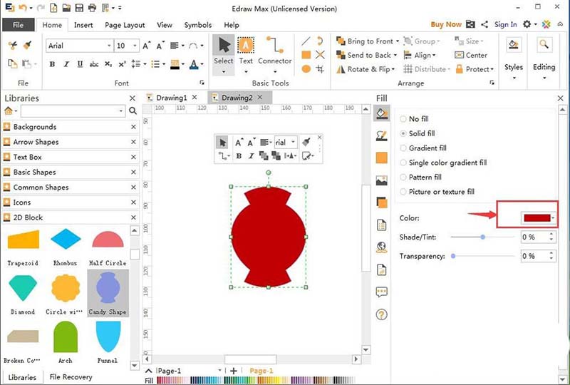 亿图流程图制作软件做出糖果形状的操作步骤