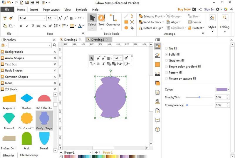 亿图流程图制作软件做出糖果形状的操作步骤