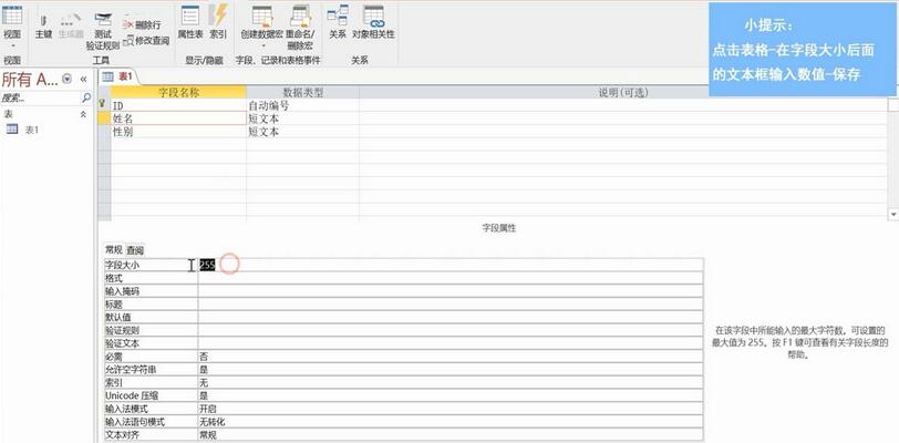 access设置字段大小的操作教程