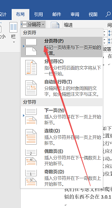 word文档设置分页的操作教程