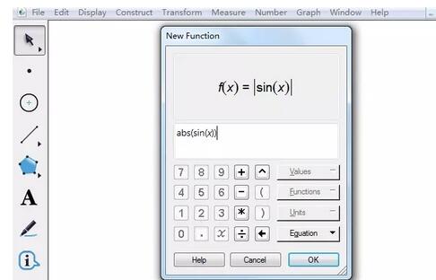 几何画板绘制y=|sinx|的函数图像的详细方法