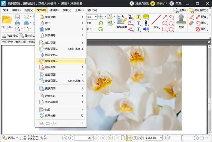 迅捷PDF编辑器设置替换PDF文件中的某一页面的简单操作方法