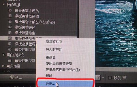 Lightroom导出保存预设的操作步骤