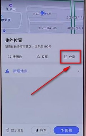 在高德地图里分享位置的操作过程