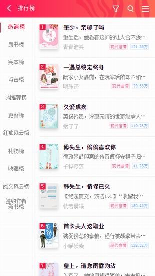 红袖添香app中查看小说排行榜的详细步骤