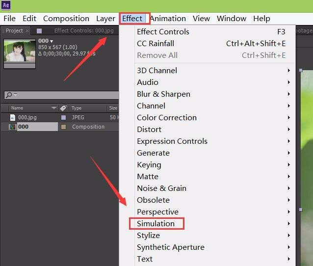ae制作出雪花中美女效果图片的详细操作方法