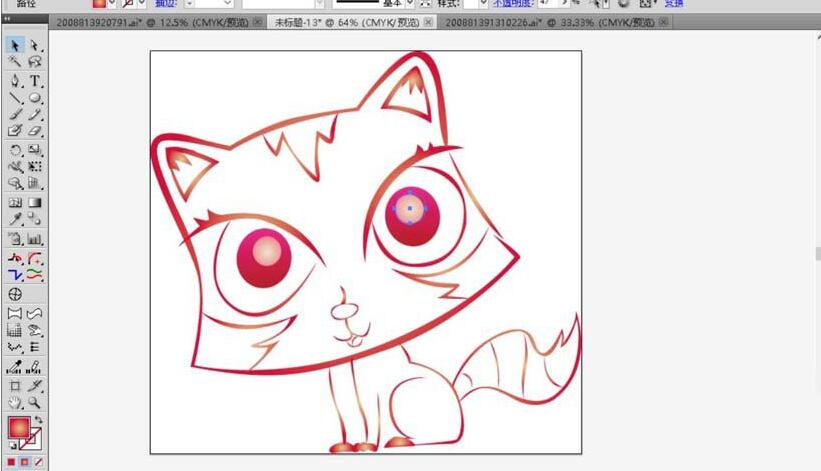 ai绘制大眼猫彩铅效果图的操作流程