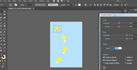 ai绘制蓝色有星星的布料的操作过程