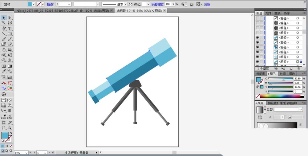 ai设计望远镜图案的简单操作