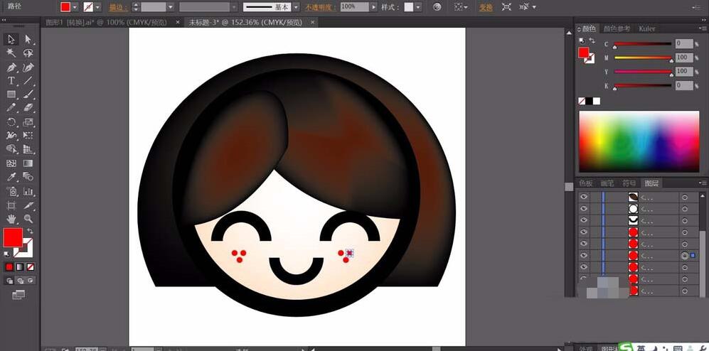 ai绘制女生头像的图文操作过程
