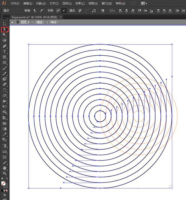 ai设计指纹图形的详细步骤