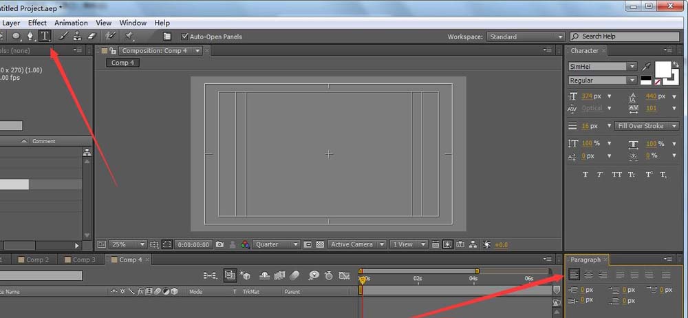 ae让文字居中的具体使用操作