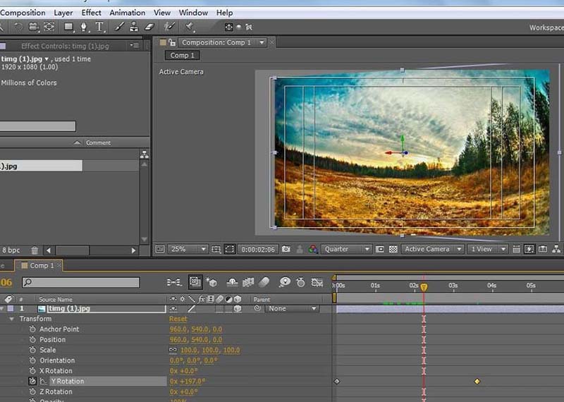 ae打开Y轴旋转动画的流程介绍