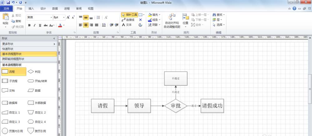 visio 2013中绘制请假流程图的操作教程