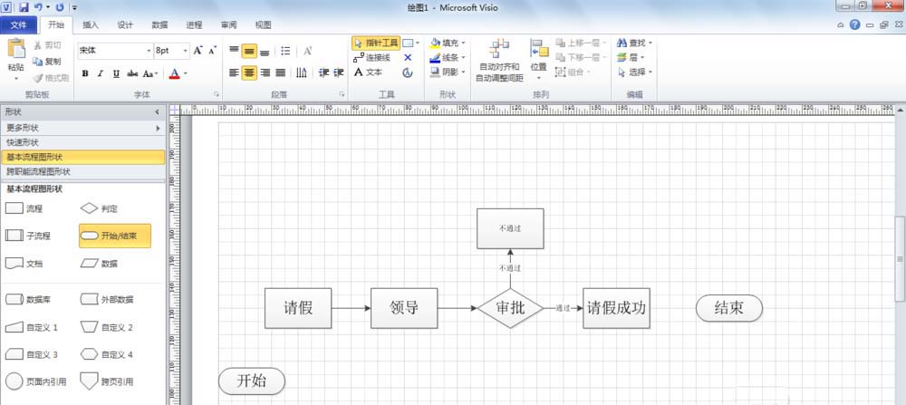 visio 2013中绘制请假流程图的操作教程