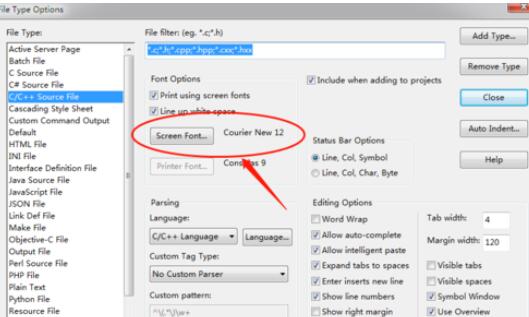 source insight中字体设置方法
