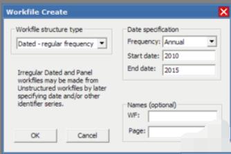Eviews自动生成时间序列的方法