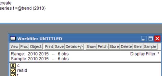 Eviews自动生成时间序列的方法