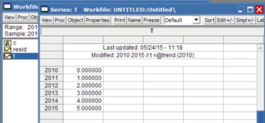 Eviews自动生成时间序列的方法