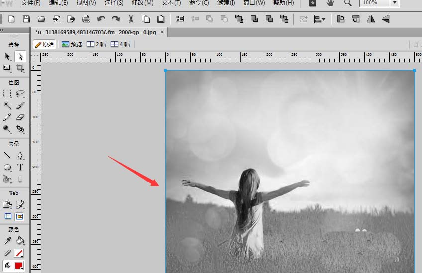 fireworks把彩色图片转为黑白色的相关操作方法