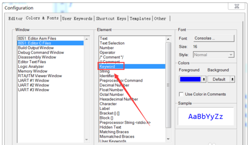 Keil uVision4放大字体和关键字标注颜色的操作过程