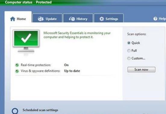 Microsoft Security Essentials的基本使用步骤