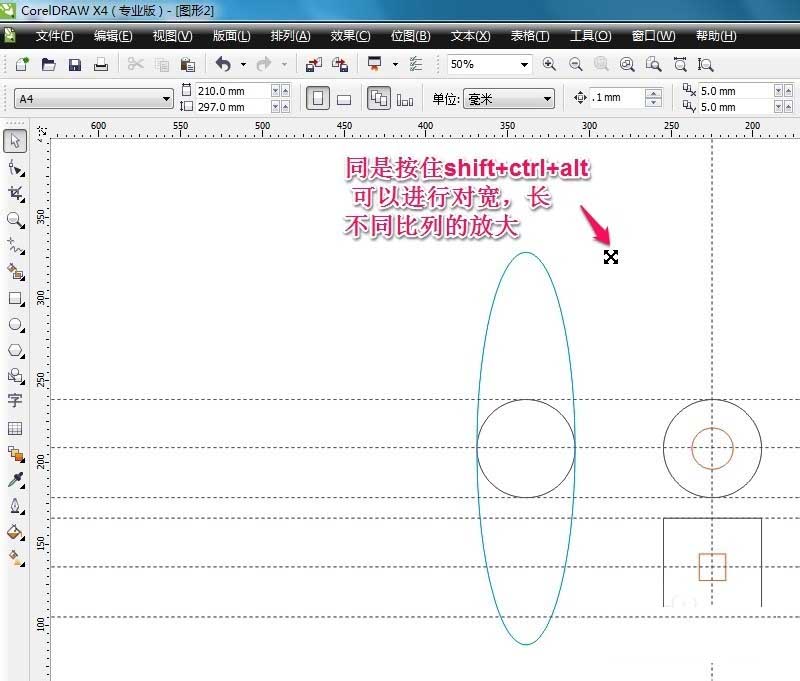CorelDraw X4调整图形大小的操作步骤