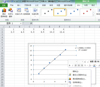 Microsoft Office 2010做出回归直线的具体方法