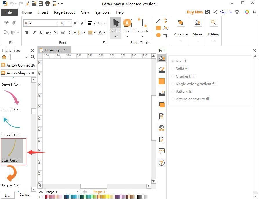 亿图流程图制作软件做出长形弯曲箭头的方法步骤