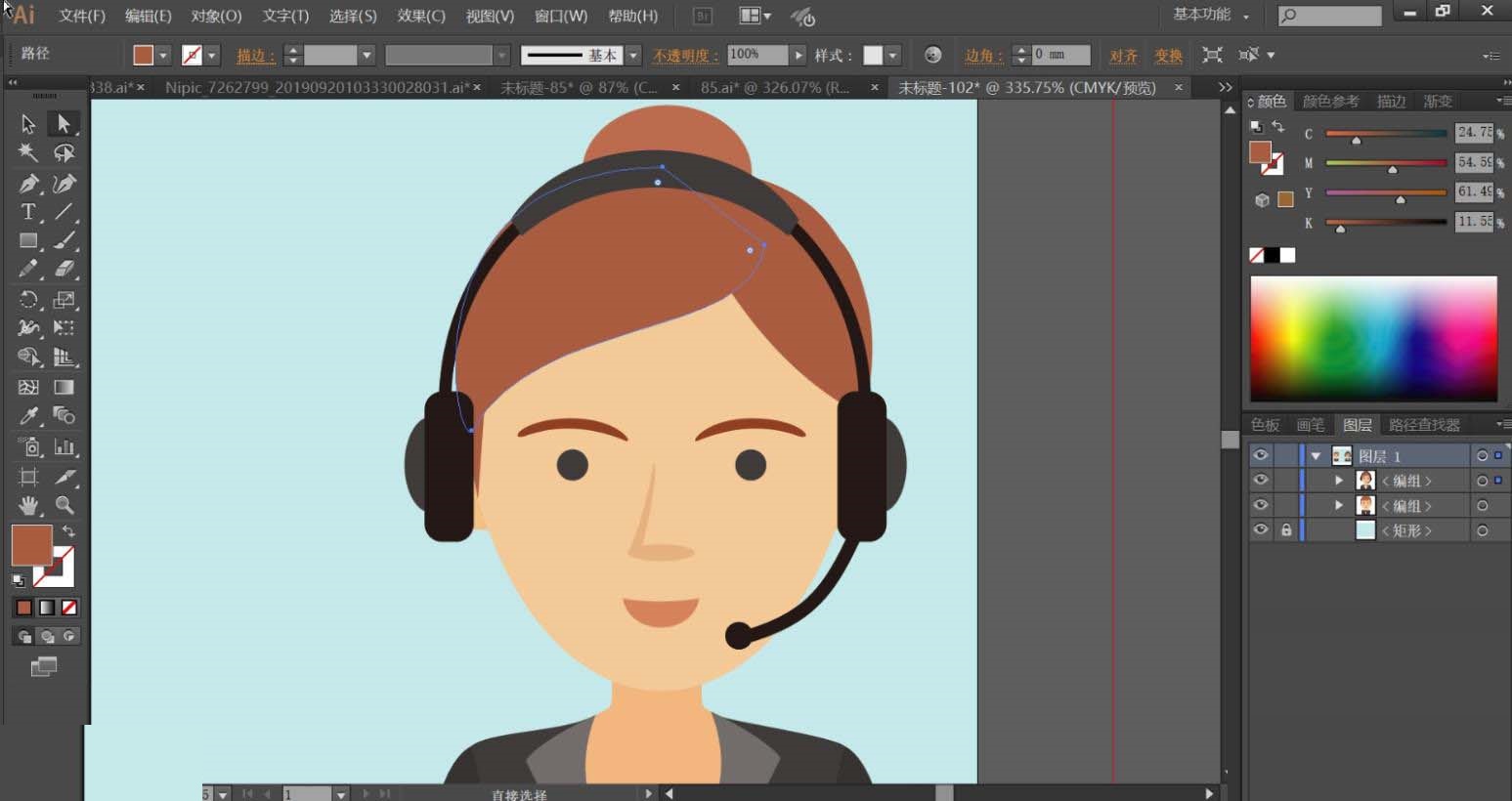 ai画出服头像图标的详细步骤