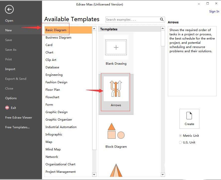 亿图流程图制作软件做出长形弯曲箭头的方法步骤