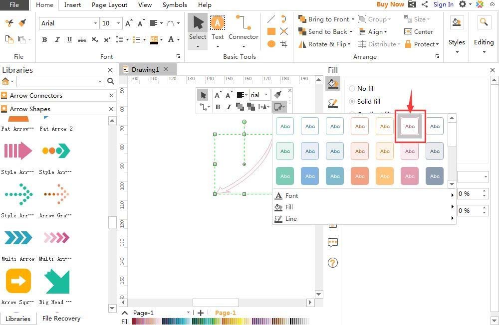 亿图流程图制作软件做出长形弯曲箭头的方法步骤