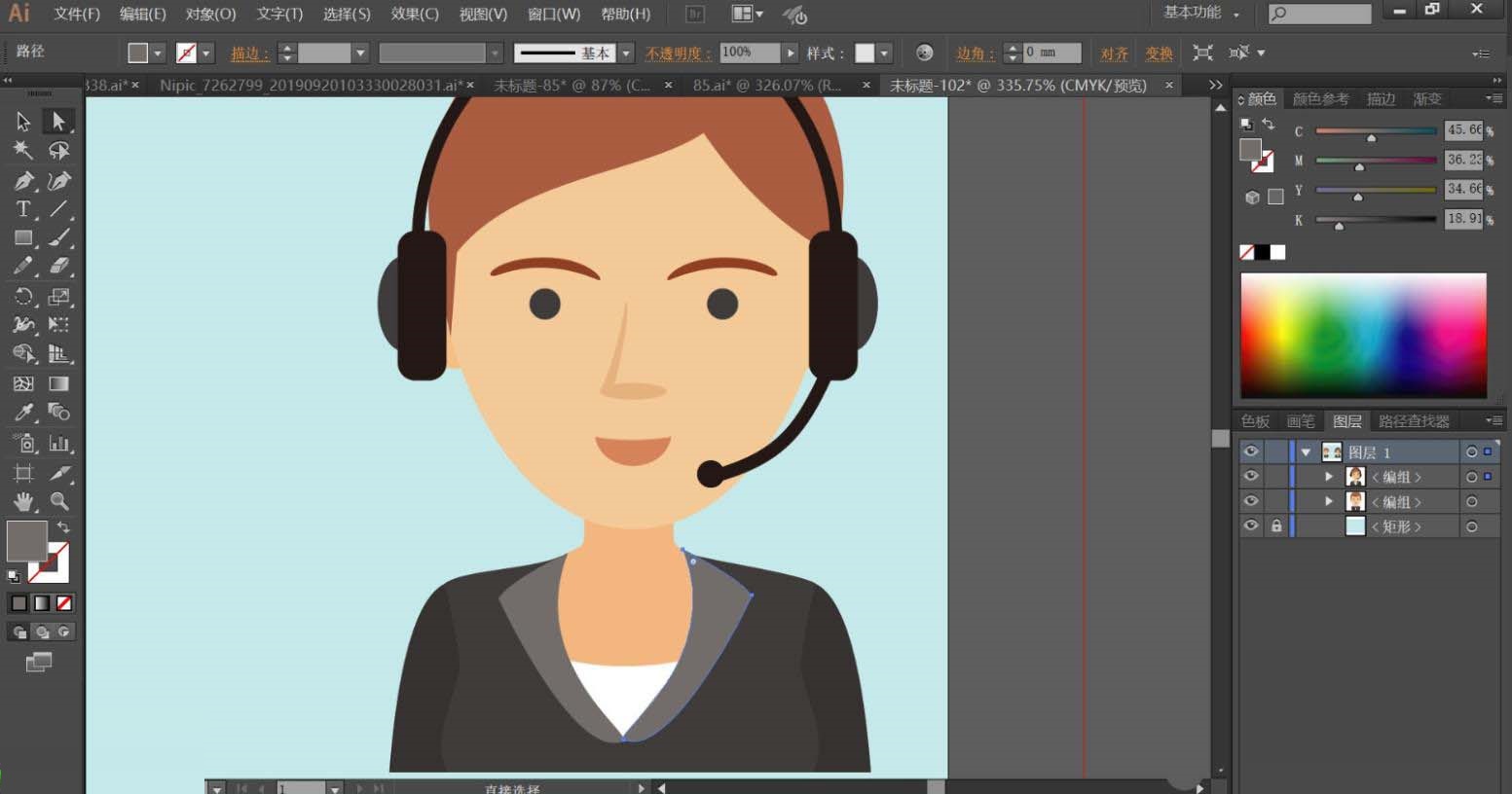 ai画出服头像图标的详细步骤
