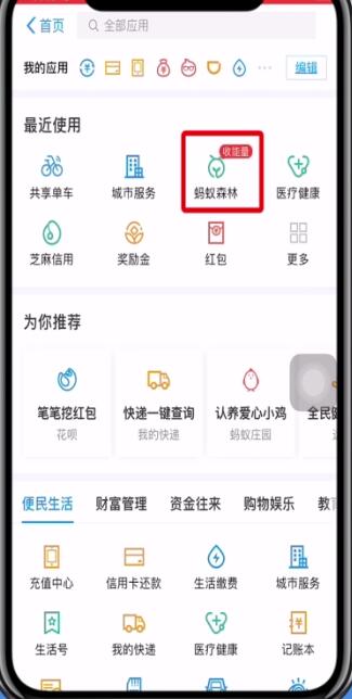 支付宝蚂蚁森林中帮好友收能量的简单方法
