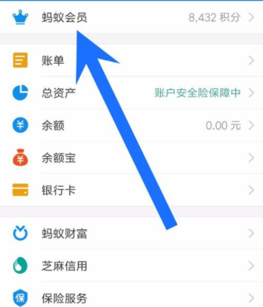 支付宝查看蚂蚁会员积分的简单操作