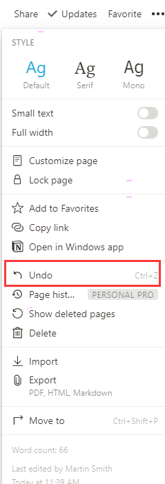 notion怎样使用撤回功能 notion撤回功能使用方法