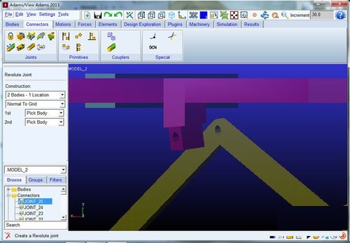 Adams中加转动副时控制它的方向的操作方法