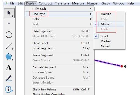 几何画板自定义线的粗细的相关操作