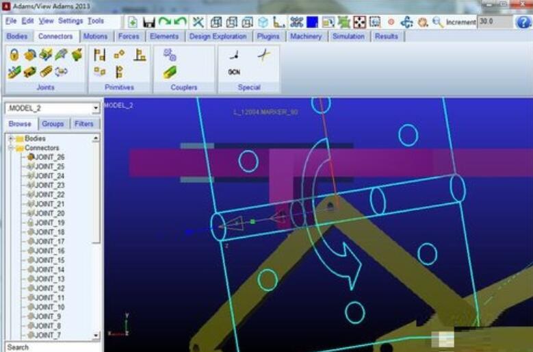 Adams中加转动副时控制它的方向的操作方法