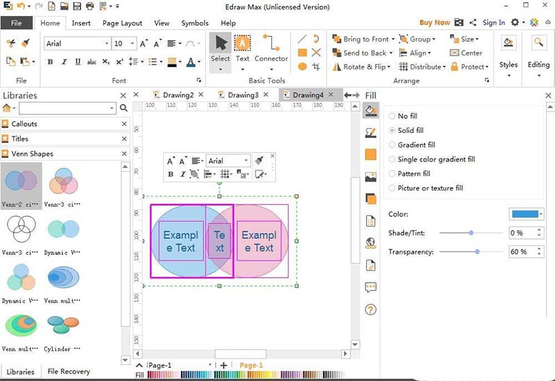 亿图流程图制作软件设计维恩图的方法步骤