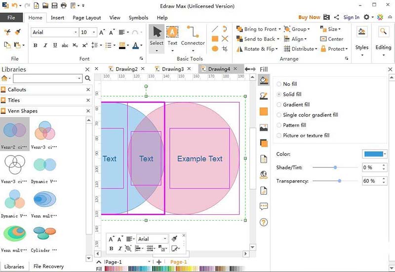 亿图流程图制作软件设计维恩图的方法步骤