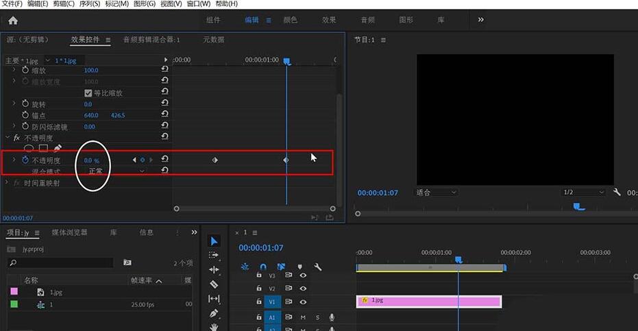 premiere制作画面逐渐转黑效果的过程