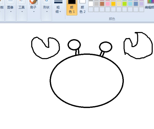 画图工具绘制红色螃蟹的操作方法