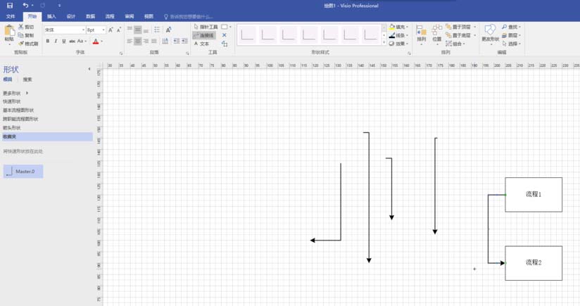Microsoft Office Visio中使用默认有箭头连接线的具体操作教程